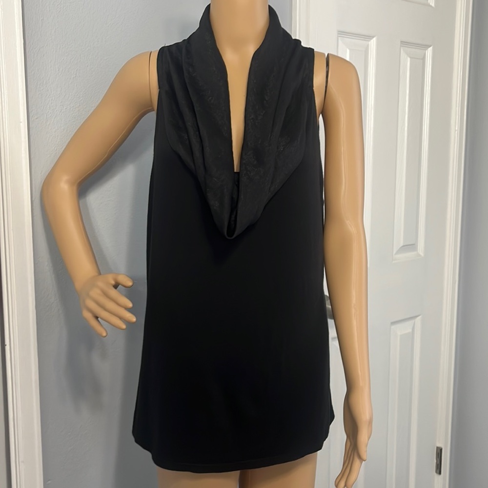 Ann Taylor Black Shimmer Cowl Neck Blouse